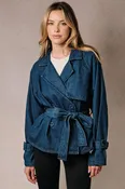 DENIM TRENCH SHORT COAT
