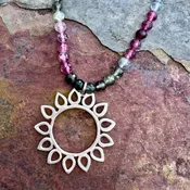 Silver Sunflower on Tourmaline- made to order — K. DiResta Design