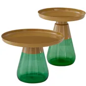 Aeryn Nesting Table Set, Tray Top Nesting Table With Glass Base,Set  of Two