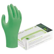 6110PF Showa Chemical Protection Nitrile Gloves, Green, Powder & Latex Free, 100 Gloves Per Box, Sizes S-XL