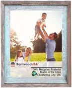BarnwoodUSA Farmhouse Style Rustic Picture Frame Signature Molding 100% Reclaimed Wood Rustic Robins Egg Blue/Gray