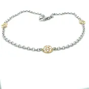 14KT White Gold 3 diamond disc cluster anklet bracelet — Joe Marche By the Sea