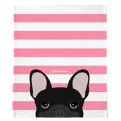Black French Bulldog on Pink Stripes | Frenchie Blanket