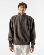 Aaron Levine Fleece Quarter Zip in Brown