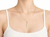 18K Gold Fluted Cross Pendant
