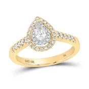 10k yellow gold .20 ct pear center and 48 round diamond .30 ct engagem