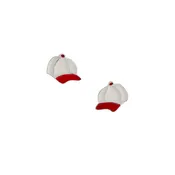 Baseball cap post earrings, enamel and sterling silver