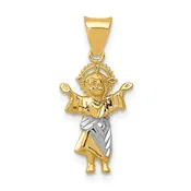 14 Karat 2 Tone Gold Small Polished Divino Nino Charm Pendant