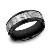 Ammara Stone 8mm Meteorite and Titanium Wedding Band