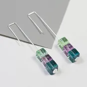 925 Sterling Silver Natural Square Crystal