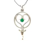 Emerald and Pearl white gold Lavalier