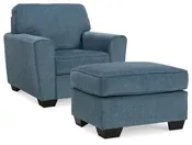 Cashton Chair and Ottoman – Blue