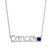 Blue Lab-Created Sapphire Zodiac Cancer Necklace Sterling Silver 18"
