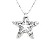 14k White Gold .60cttw Diamond Star Necklace 18"