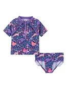 Andy & Evan Short Sleeve Rashguard Set - Purple Dino