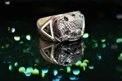 10K Two Tone 32Nd Degree Masonic Ring with a 0.2ct Diamond