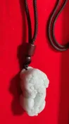 Green Jade Pixiu Pendant with Wooden Bead