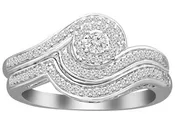 LADIES BRIDAL RING SET 1/3 CT ROUND DIAMOND 10K WHITE GOLD