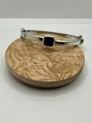 10x10 Sapphire, sterling silver, bangle with closure