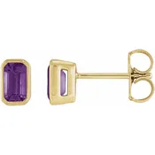 Amethyst Bezel-Set Solitaire Stud Earrings