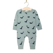 Blue Whale Zip Romper | Cotton | nb-9m