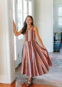 Autumn Striped Midi Skirt Set