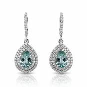 18k White Gold Pear Shaped Paraiba Earring — Cortes