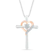 .05ctw Diamond Heart Cross Pendant