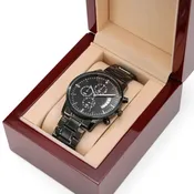 Black Chronograph Watch / Customizable Engraved