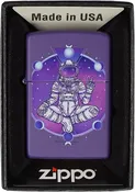 Astronaut Buddha with Phases of the Moon - Purple Matte Zippo Lighter