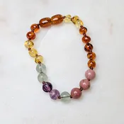 Baltic Sea Amber + Stone Rainbow || Anklet • Bracelet