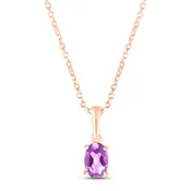 Amethyst Birthstone Necklace 10K Rose Gold 18"