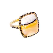 Agate and Black Diamond Ring