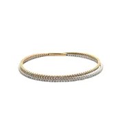 14K Two-Tone Gold Diamond Wrap Flex Bangle Bracelet