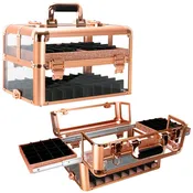 VER Beauty Clear Acrylic Makeup Train Case – Removable Foundation Holders & Slide-Out Trays