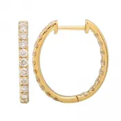 14K Gold Large Diamond Huggie Earrings – 1.01ct