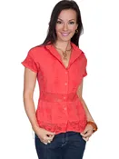 Cap Sleeve Blouse w/ Crochet Edges