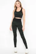 2 Piece Seamless Olive Camouflage Bra Top and Leggings Sport Set (One Size Regular,Olive)