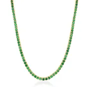 14k Gold & Green Emerald Tennis Necklace