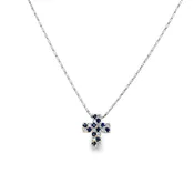 10KW Diamond and Sapphire Cross Pendant on 14KW Raso Chain