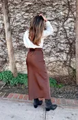 Clean Lines Slip Skirt- Chocolate