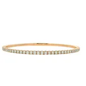 14K Rose Gold Natural 2.43 Carat Round Brilliant Diamond Flexible Bangle Bracelet