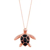 14K Rose Gold Sea Turtle (Honu) Diamond Necklace