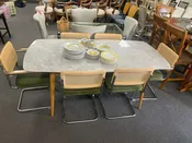Castlery Mid-Century Modern Dining Set with Six Wayfair Chairs