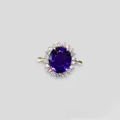 Amethyst Ring with Diamond Halo in 14k Gold