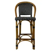Black and Cream Mediterranean Bistro Stool with Back (26" h. seat) (L)