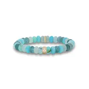 14k Blue Mix Beaded Bracelet with Flush Set Diamond Rondelle - 8mm
