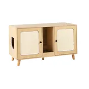 Hidden Cat Litter Box Enclosure with Double Rooms and Sisal Scratching Mats