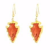 14K Gilded Jasper Arrowhead Earrings