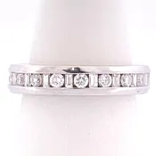14KT WG Natural round and baguette diamond band
